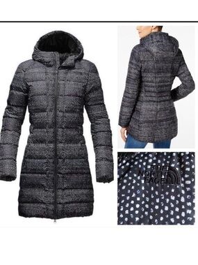 The North Face Women's Gotham Long Jacket in a black donegal print